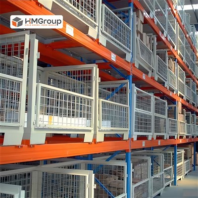 Siatkowa paleta z klatką Euro do przechowywania